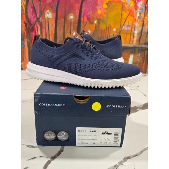 Cole Haan Grand+ Stitchlite Wing Oxford Size 9.5 Wide Marine Blue Nimbus C37369 main image 7